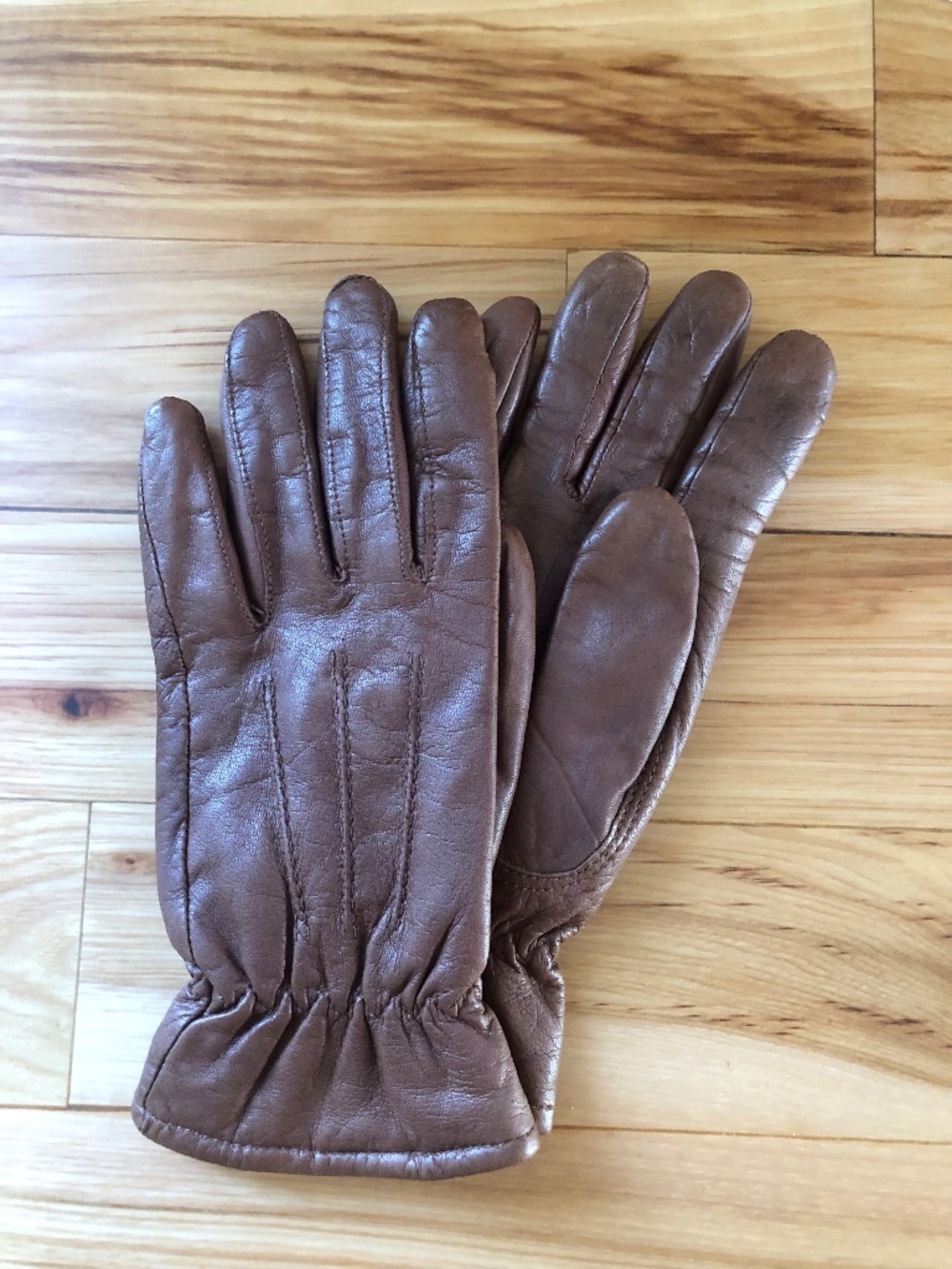 Real Leather Brown Gloves with Camel Brown Lining